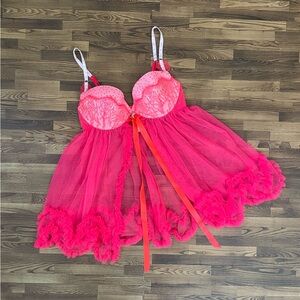 Victoria’s Secret Pink Lace Babydoll Push-up Lingerie 36B